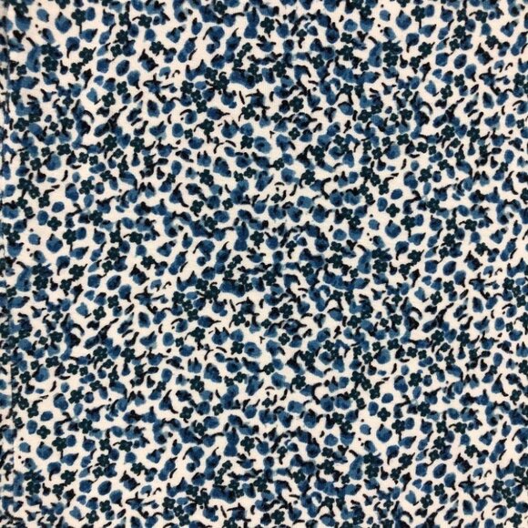 LOFT Light blue white dotted side gather short sleeve rayon midi sheath dress L - Picture 8 of 14